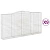 vidaXL buede gabionkurve 9 stk. 400x50x200/220 cm galvaniseret jern