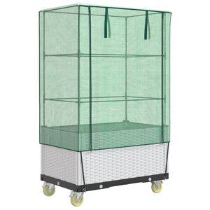 vidaXL h&oslash;jbed med overtr&aelig;k og hjul 80x50x182 cm rattan-look