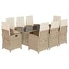 vidaXL spisebordss&aelig;t til haven 9 dele med hynder polyrattan beige