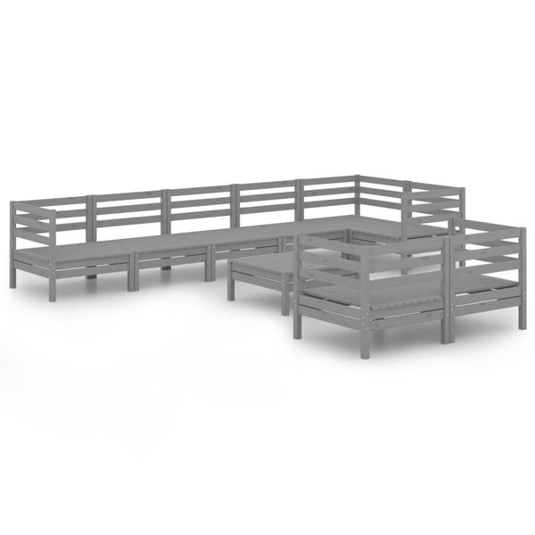 vidaXL lounges&aelig;t til haven 9 dele massivt fyrretr&aelig; gr&aring;