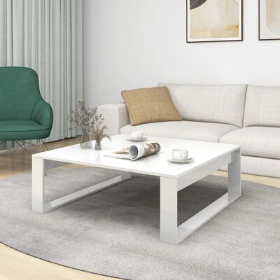 vidaXL sofabord 100x100x35 cm konstrueret træ hvid højglans