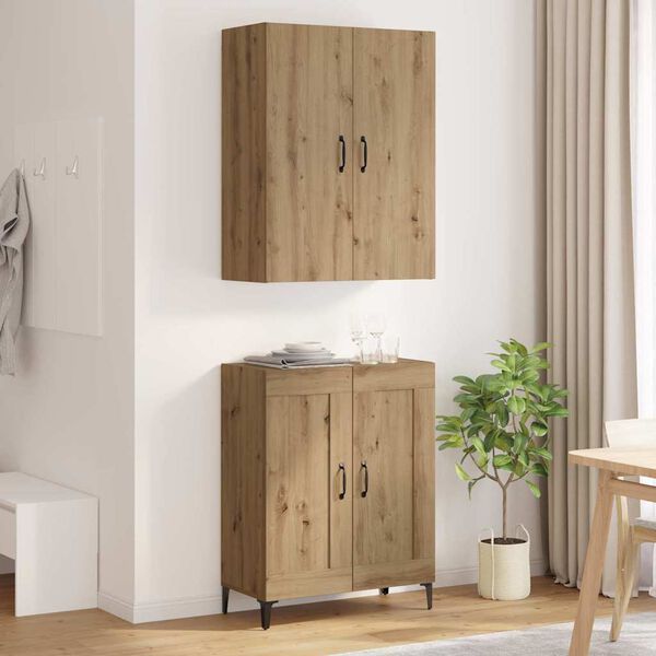 vidaXL Highboard Artisan Egetr&aelig; 69,5 x 34 x 180 cm Konstrueret tr&aelig;