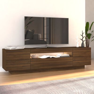 sofa kontrast Ride vidaXL tv-bord med LED-lys 160x35x40 cm brun egetræsfarve | vidaXL.dk