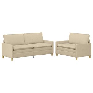 vidaXL Sofa S&aelig;t 2 stk. Cremefarvet Stof