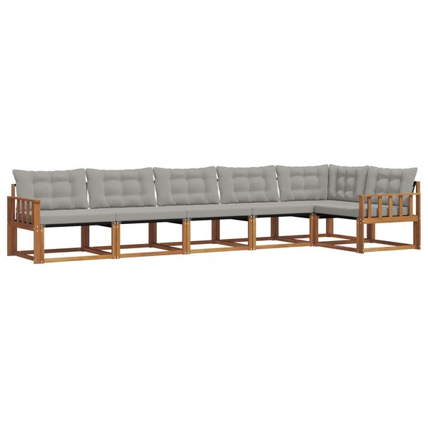 vidaXL Udend&oslash;rs sofagruppe med pude 6 pcs Naturlig og Lys Gr&aring;