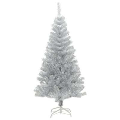 vidaXL kunstigt juletræ med juletræsfod 120 cm PET sølvfarvet