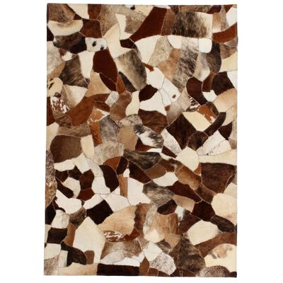 vidaXL tæppe ægte kolæder patchwork 80 x 150 cm tilfældig brun/hvid