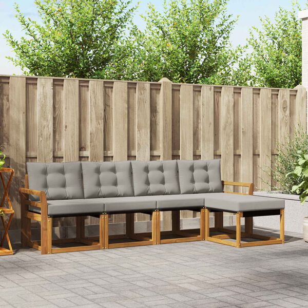 vidaXL Udend&oslash;rs sofagruppe med pude 5 pcs Naturlig og Lys Gr&aring;