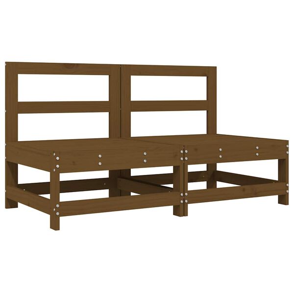 vidaXL midtermoduler til sofa 2 stk. med hynder massivt fyrretræ brun