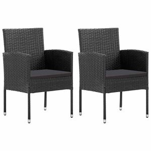 vidaXL havestole 2 stk. sorte hynder polyrattan sort