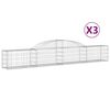 vidaXL buede gabionkurve 3 stk. 300x30x40/60 cm galvaniseret jern