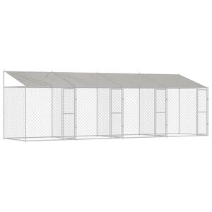vidaXL Hundebur med tag S&oslash;lv 800 x 200 x 256 cm St&aring;l og PE