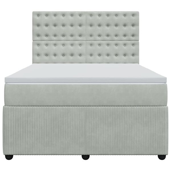 vidaXL kontinentalseng med madras 140x200 cm fl&oslash;jl lysegr&aring;