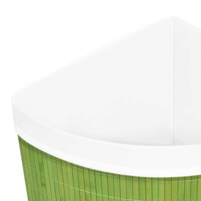 vidaXL vasketøjskurv til hjørne 60 l bambus grøn