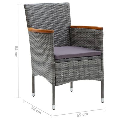 vidaXL spisebordsstole til haven 4 stk. polyrattan grå