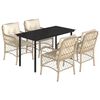 vidaXL spisebordss&aelig;t til haven 5 dele med hynder polyrattan beige