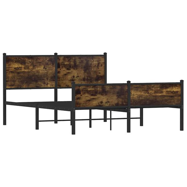 vidaXL sengeramme uden madras 140x190 cm metal røget egetræsfarve
