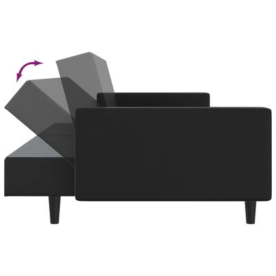 vidaXL 2-personers sovesofa med fodskammel kunstlæder sort