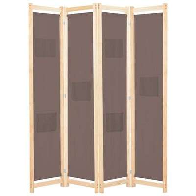 vidaXL 4-panels rumdeler 160 x 170 x 4 cm stof brun