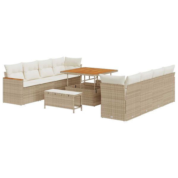 vidaXL Havesofa S&aelig;t 11 pcs Beige polyrattan