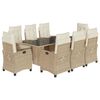 vidaXL spisebordss&aelig;t til haven 9 dele med hynder polyrattan beige