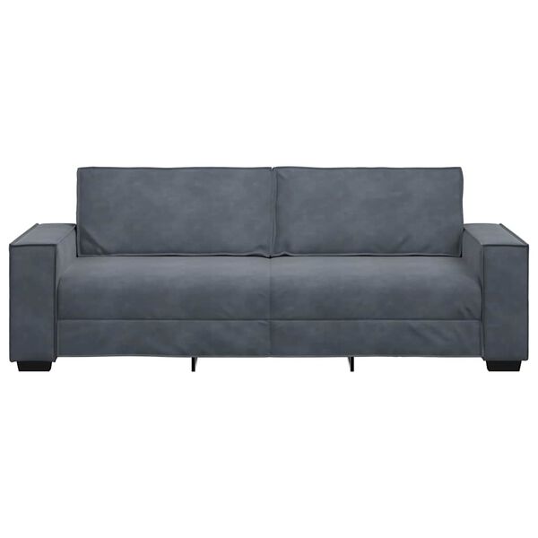 vidaXL 3-personers sofa 220x78x84 cm fl&oslash;jl m&oslash;rkegr&aring;