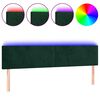 vidaXL sengegavl med LED-lys 180x5x78/88 cm fl&oslash;jl m&oslash;rkegr&oslash;n