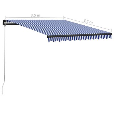 vidaXL foldemarkise manuel betjening 350x250 cm blå og hvid