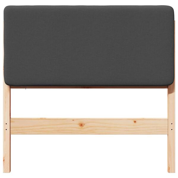 vidaXL Polstret sengegavl Brun og m&oslash;rkegr&aring; 90 cm Massiv fyrretr&aelig;