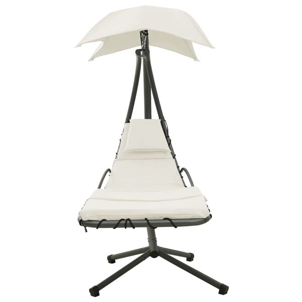 vidaXL havegyngestol 190x90x200 cm stof cremefarvet og gr&aring;