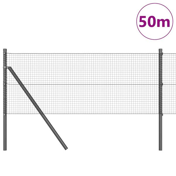 vidaXL Hegnsp&aelig;l Gr&aring; 50 x 0,5 m (19 x 19 mm net) St&aring;l og PVC
