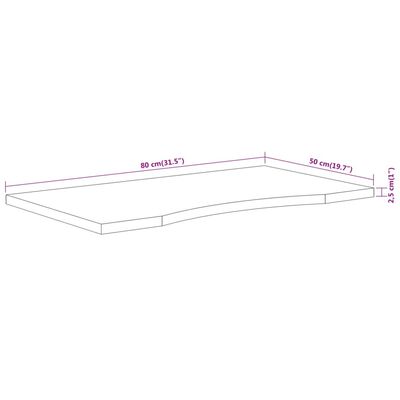 vidaXL skrivebordsplade 80x50x2,5 cm rektangulær massivt akacietræ