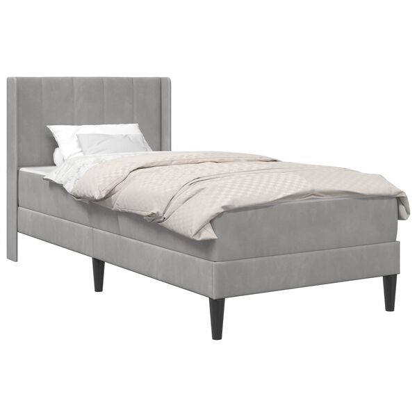 vidaXL Sengestel med madras Lysegr&aring; 80 x 200 cm Fl&oslash;jl