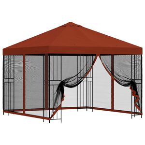 vidaXL Havel&aelig;ger med sidev&aelig;gge 3 x 3 m Terrakotta Polyester og St&aring;l