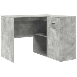 vidaXL Hj&oslash;rneskrivebord med skuffe med d&oslash;r Beton Gr&aring; 102 x 88 x 75 cm