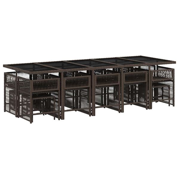 vidaXL spisebordss&aelig;t til haven 15 dele med hynder polyrattan brun
