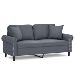 vidaXL 2-personers sofa med pyntepuder 140 cm velour m&oslash;rkegr&aring;