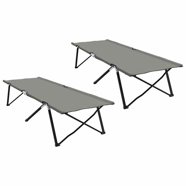 vidaXL Foldende Camping Seng 2 pcs Gr&aring; 206 x 76 x 74 cm Oxford og St&aring;l