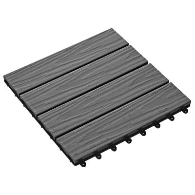 vidaXL 11 stk. terrassefliser med prægning 30x30 cm 1 m2 WPC grå