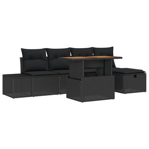 vidaXL Havesofa S&aelig;t 6 pcs Sort polyrattan