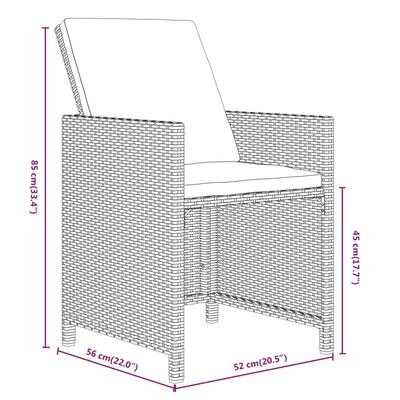 vidaXL spisebordssæt til haven 11 dele med hynder polyrattan grå