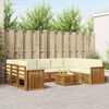 vidaXL Sofas&aelig;t med pude 10 pcs Naturlig og Fl&oslash;de Massivt Akacietr&aelig;