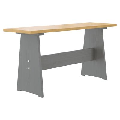 vidaXL spisebord med bænk massivt fyrretræ gyldenbrun og grå