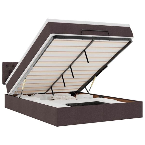 vidaXL ottoman seng med madras 140x190 cm stof m&oslash;rkebrun
