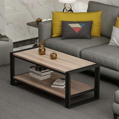 Homemania sofabord Lesa 102x45x40 cm sort og valnødfarvet