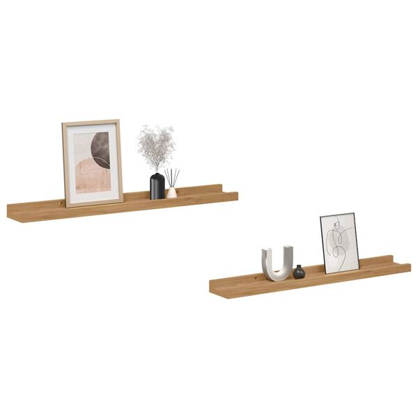 vidaXL V&aelig;ghylde med hylde 2 pcs Brun 60 x 9 x 3 cm Konstrueret tr&aelig;