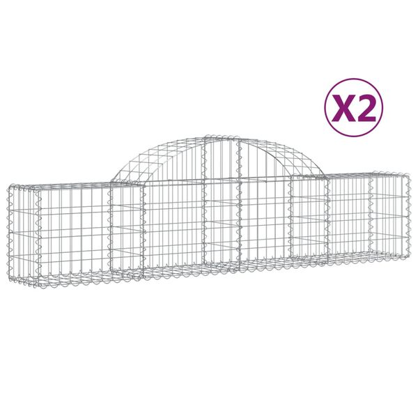 vidaXL buede gabionkurve 2 stk. 200x30x40/60 cm galvaniseret jern