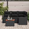 vidaXL Havesofa Sæt med pude 5 pcs Sort polyrattan