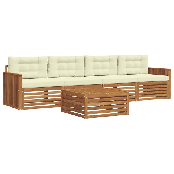 vidaXL Udend&oslash;rs sofagruppe med pude 5 pcs Naturlig og Fl&oslash;de