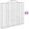 vidaXL buede gabionkurve 3 stk. 200x50x180/200 cm galvaniseret jern